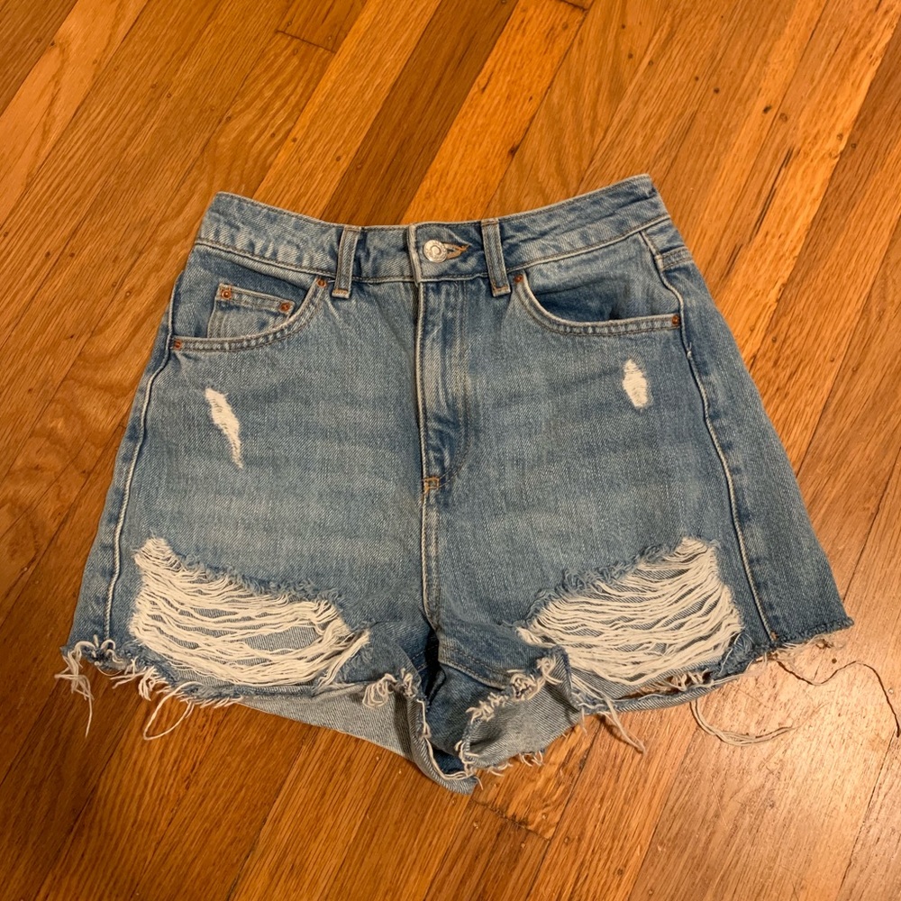 Topshop Moto Mom High Waisted Jean Shorts